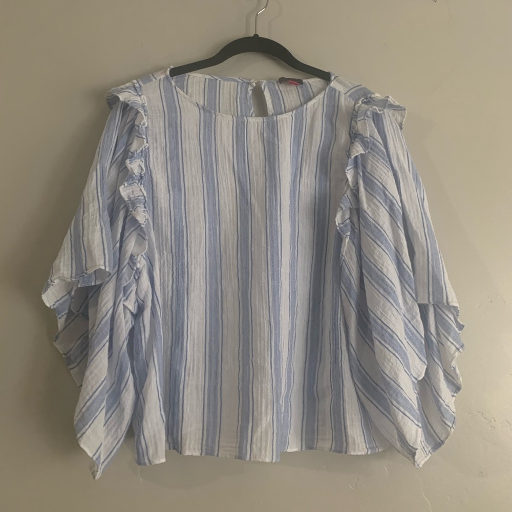 Vince Camuto Blue & White Striped Blouse